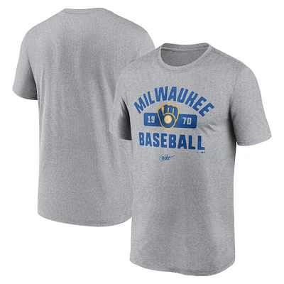 T-shirt Nike Milwaukee Brewers Legend pour homme, gris chiné