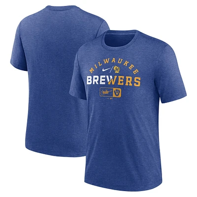 T-shirt Nike Heather Royal Milwaukee Brewers Rewind Review Slash pour homme