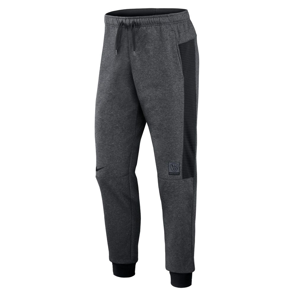 Men's Nike Heathered Gray/Black Milwaukee Brewers Authentic Collection Flux Performance Jogger Pants