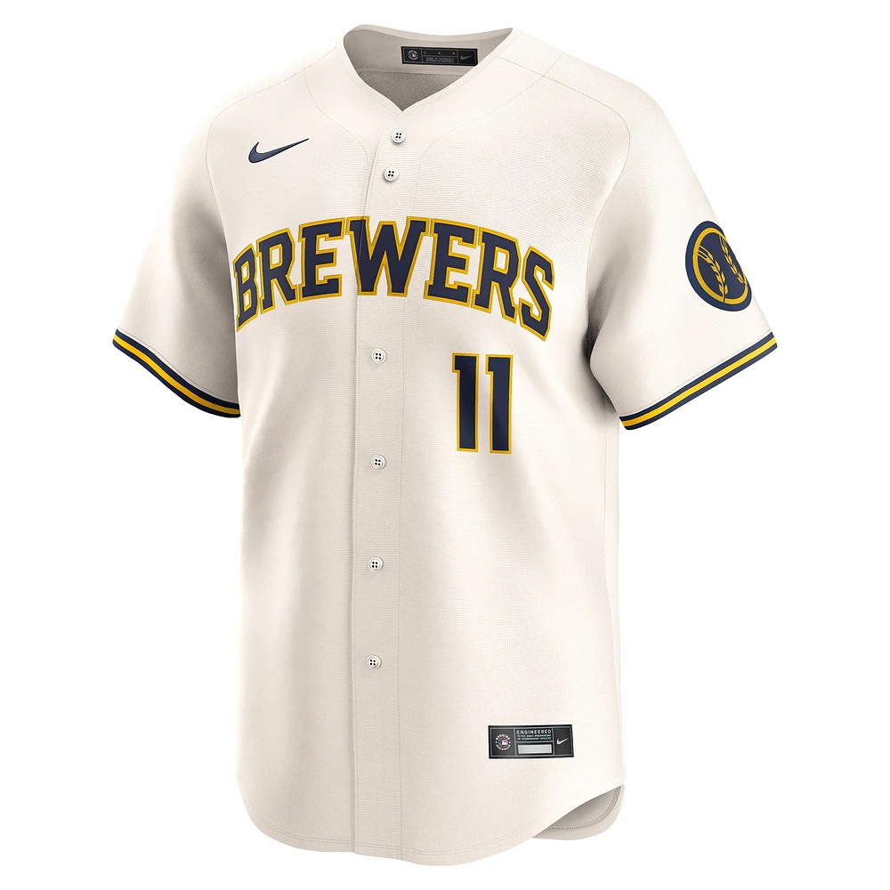 Maillot de joueur Nike Jackson Chourio crème Milwaukee Brewers Home Limited pour homme