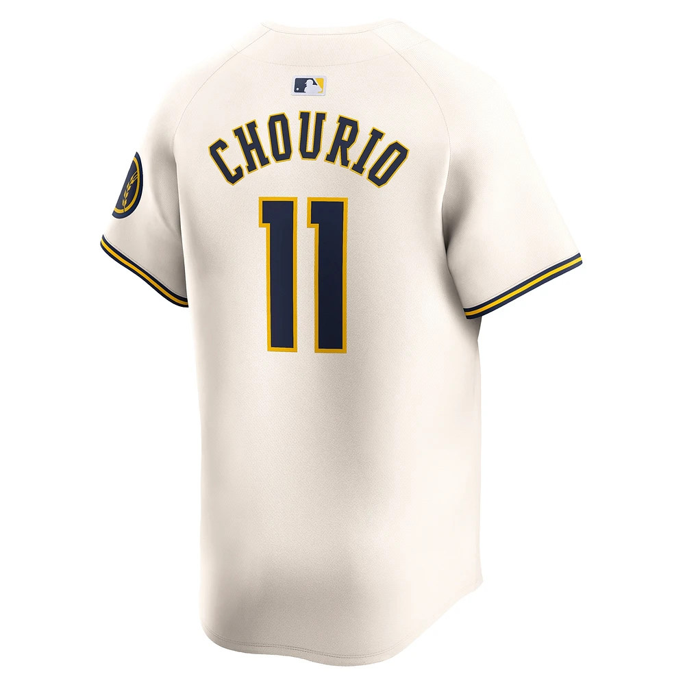 Maillot de joueur Nike Jackson Chourio crème Milwaukee Brewers Home Limited pour homme