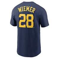 T-shirt avec nom et numéro des Milwaukee Brewers Nike Joey Wiemer pour homme, bleu marine