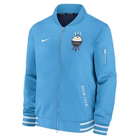 Veste aviateur Nike bleu clair à fermeture éclair intégrale City Connect des Milwaukee Brewers pour homme