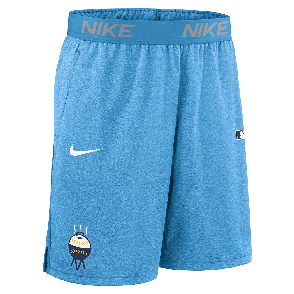 Men's Nike  Light Blue Milwaukee Brewers Authentic Collection City Connect Performance Knit Shorts