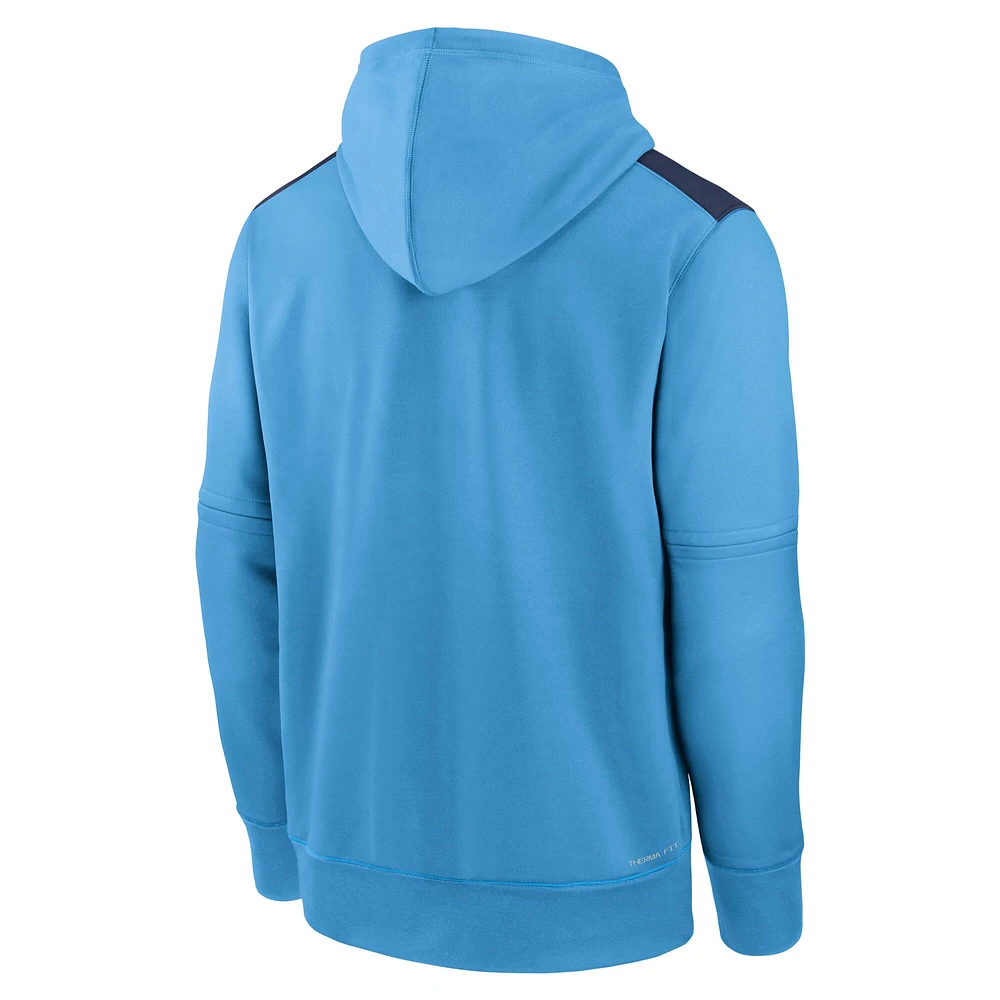 Men's Nike  Light Blue Milwaukee Brewers Authentic Collection City Connect Therma Pullover Hoodie