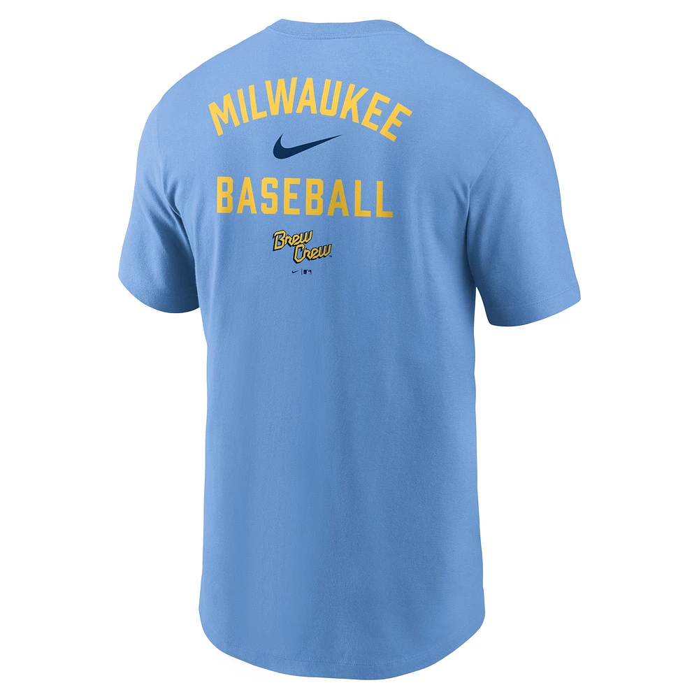 T-shirt Nike bleu clair Milwaukee Brewers City Connect 2-Hit pour homme