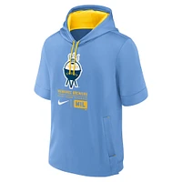 Sweat à capuche manches courtes Nike Milwaukee Brewers City Connect Color Block pour homme, bleu clair