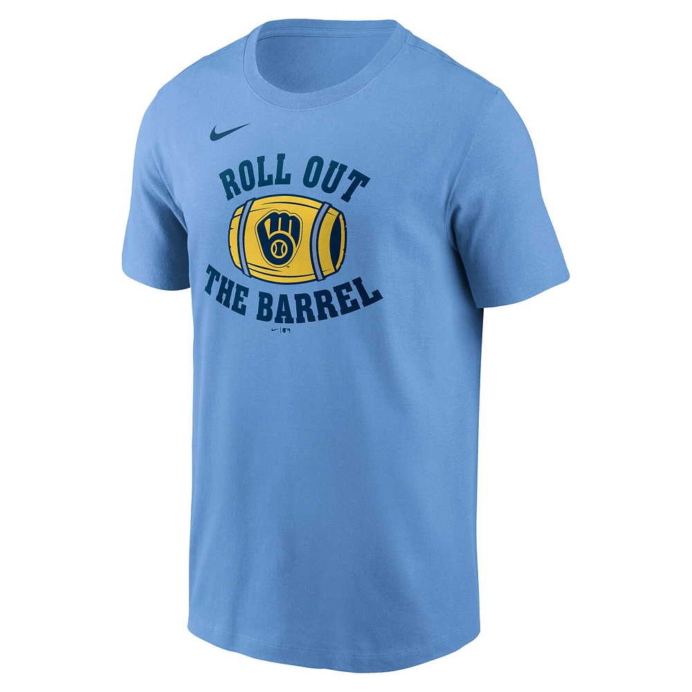 T-shirt Nike bleu clair pour homme, motif local des Milwaukee Brewers