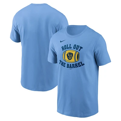 T-shirt Nike bleu clair pour homme, motif local des Milwaukee Brewers