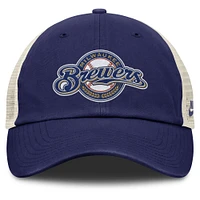 Men's Nike Navy/Natural Milwaukee Brewers Cooperstown Collection Club Trucker Adjustable Hat