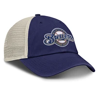 Men's Nike Navy/Natural Milwaukee Brewers Cooperstown Collection Club Trucker Adjustable Hat