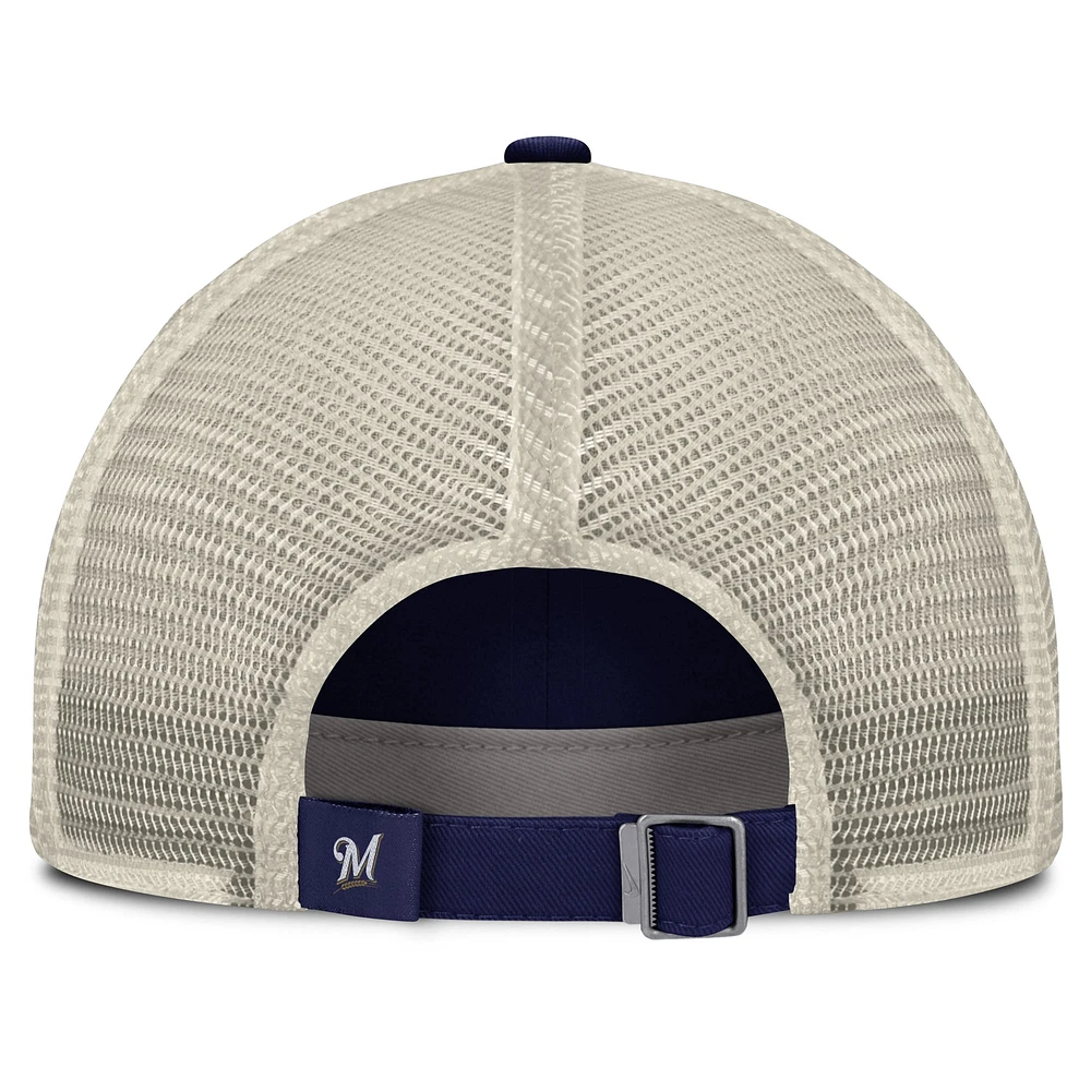 Men's Nike Navy/Natural Milwaukee Brewers Cooperstown Collection Club Trucker Adjustable Hat