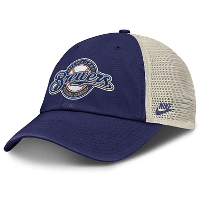 Men's Nike Navy/Natural Milwaukee Brewers Cooperstown Collection Club Trucker Adjustable Hat