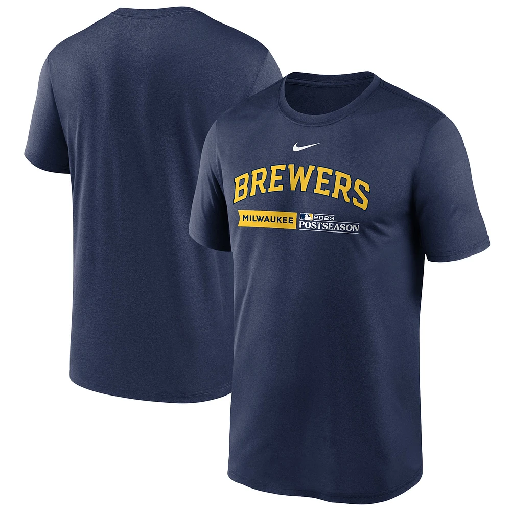 Men's Nike  Navy Milwaukee Brewers 2023 Postseason Authentic Collection Dugout T-Shirt