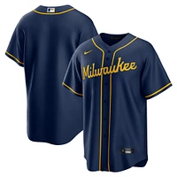 Maillot de l'équipe réplique alternative des Milwaukee Brewers Nike bleu marine pour hommes