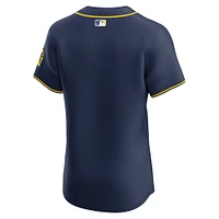 Maillot Nike bleu marine Milwaukee Brewers Alternate Vapor Premier Elite Patch pour homme