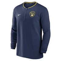 Haut Nike bleu marine à demi-zip Performance Collection Authentic des Milwaukee Brewers pour homme