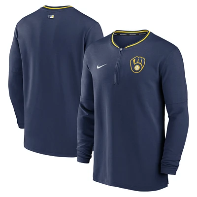 Haut Nike bleu marine à demi-zip Performance Collection Authentic des Milwaukee Brewers pour homme