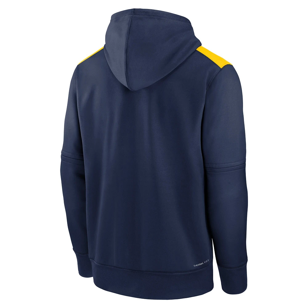 Men's Nike Navy Milwaukee Brewers Authentic Collection Performance Pullover Hoodie