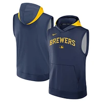 Men's Nike Navy Milwaukee Brewers Authentic Collection Performance Sleeveless Pullover Hoodie