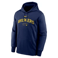 Men's Nike Navy Milwaukee Brewers Authentic Collection Practice Performance Pullover Hoodie