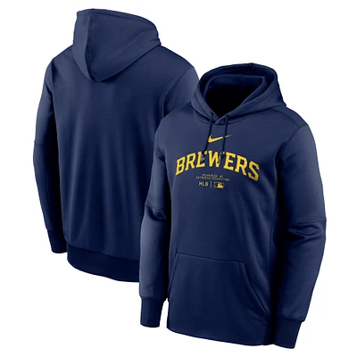 Sweat à capuche Nike bleu marine Milwaukee Brewers Authentic Collection pour homme