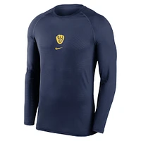 T-shirt à manches longues raglan Nike bleu marine pour homme Milwaukee Brewers Authentic Collection