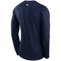 T-shirt à manches longues raglan Nike bleu marine pour homme Milwaukee Brewers Authentic Collection