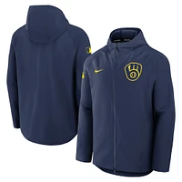 Men's Nike Navy Milwaukee Brewers Authentic Collection Raglan Performance Full-Zip Jacket