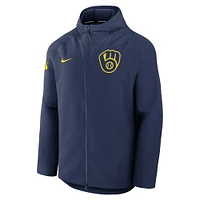 Men's Nike Navy Milwaukee Brewers Authentic Collection Raglan Performance Full-Zip Jacket