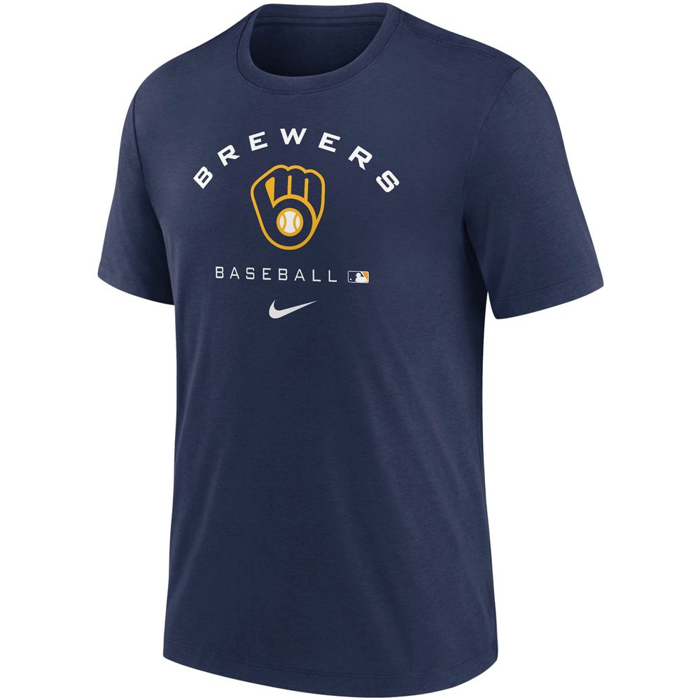 Men's Nike Navy Milwaukee Brewers Authentic Collection Tri-Blend Performance T-Shirt