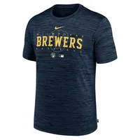 T-shirt Nike Milwaukee Brewers Authentic Collection Velocity Performance Practice pour homme - Bleu marine