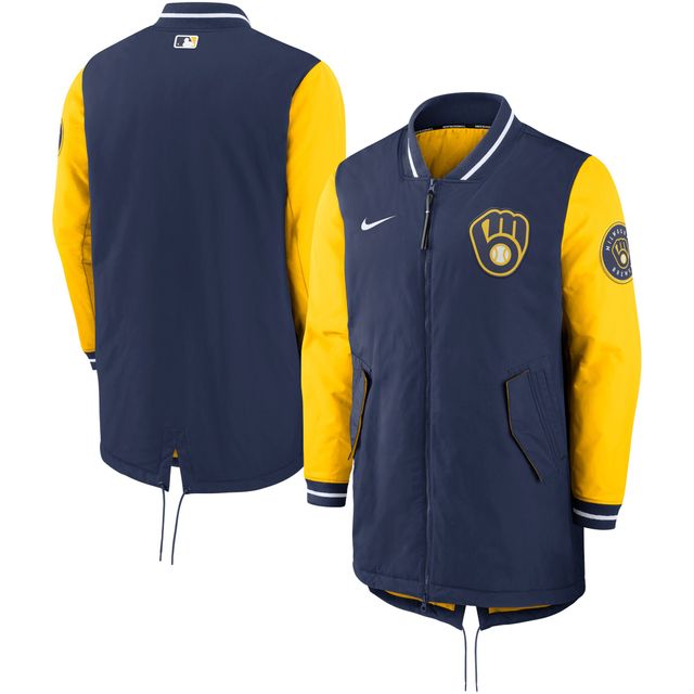 Veste à fermeture éclair entièrement zippée Nike Milwaukee Brewers Dugout Performance pour homme