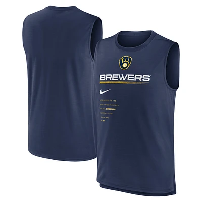 Débardeur Nike Milwaukee Brewers Exceed Performance pour homme - Bleu marine