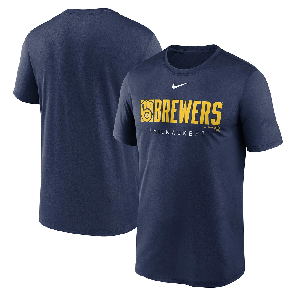 T-shirt Nike bleu marine Milwaukee Brewers Knockout Legend Performance pour homme