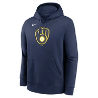 Men's Nike Navy Milwaukee Brewers Logo Club Fleece Pullover Hoodie