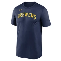 T-shirt New Legend Wordmark des Milwaukee Brewers Nike bleu marine pour homme