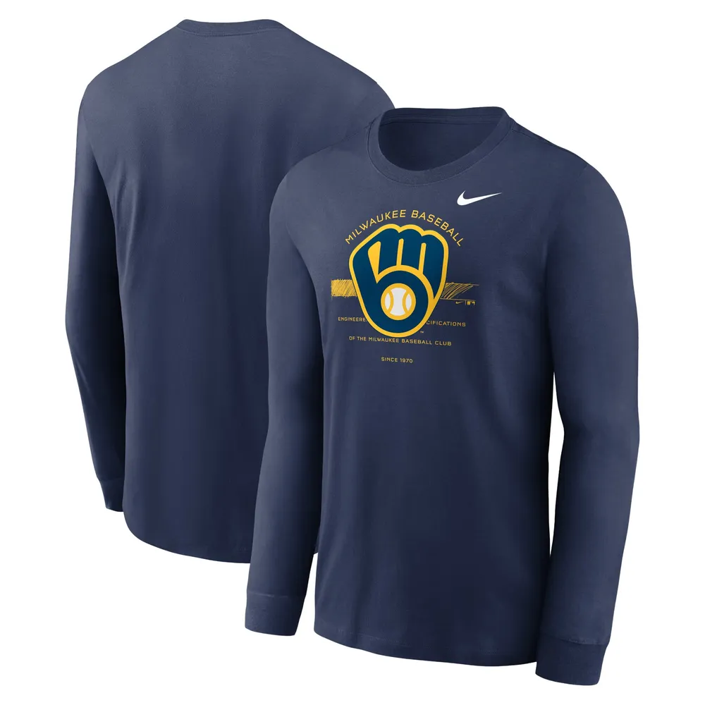 Lids Milwaukee Brewers Nike Over Arch Performance Long Sleeve T-Shirt -  Navy