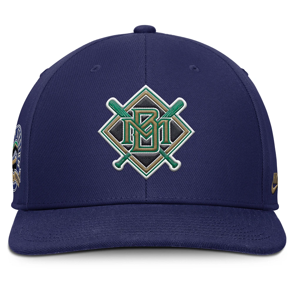 Men's Nike Navy Milwaukee Brewers Pro Performance Snapback Hat