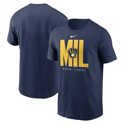 T-shirt Nike pour hommes, bleu marine, tableau de bord des Milwaukee Brewers