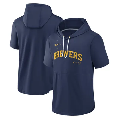 Lids Milwaukee Brewers Nike Authentic Collection Pregame Performance Raglan  Pullover Sweatshirt - Navy/Gold