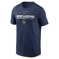 T-shirt Nike Milwaukee Brewers Team Engineered Performance pour homme - Bleu marine