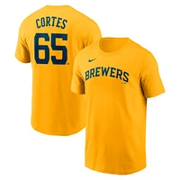 Men's Nike Nestor Cortes Gold Milwaukee Brewers Fuse Name & Number T-Shirt