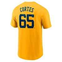 Men's Nike Nestor Cortes Gold Milwaukee Brewers Fuse Name & Number T-Shirt