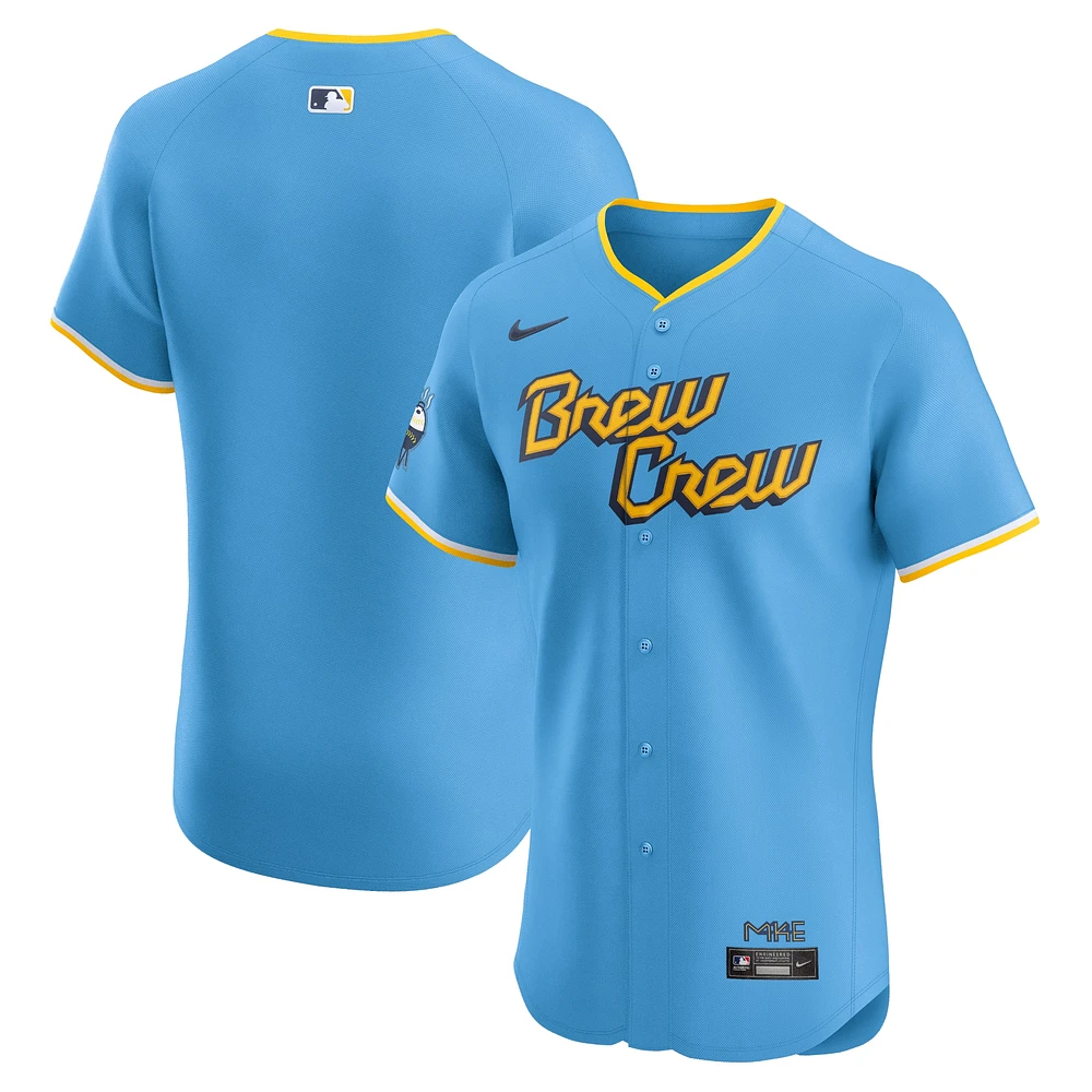 Maillot Nike Milwaukee Brewers City Connect Elite bleu poudré pour homme