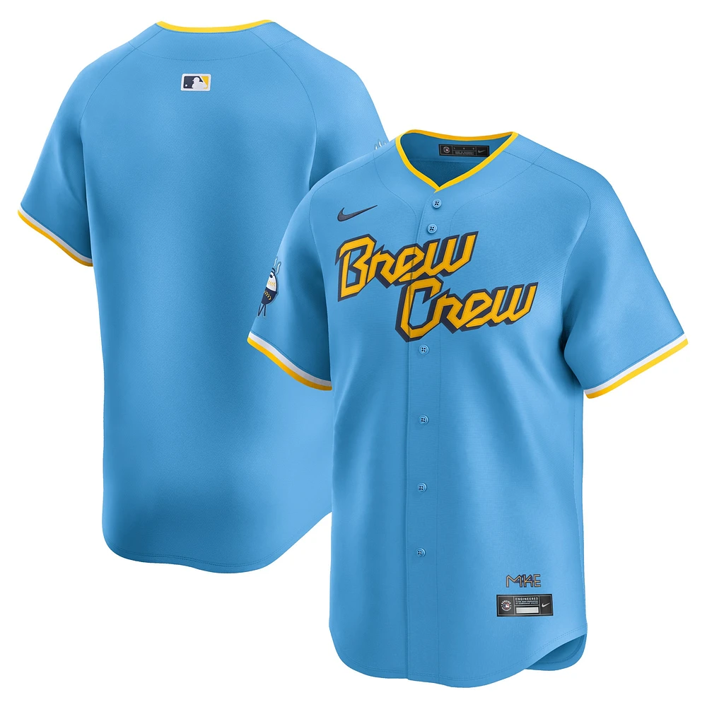 Maillot Nike Milwaukee Brewers City Connect Limited pour homme, bleu poudre