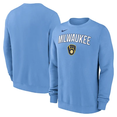 Sweat-shirt Nike bleu poudre pour homme des Milwaukee Brewers