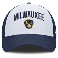 Casquette ajustable Nike Club Performance pour homme, blanc/bleu marine, Milwaukee Brewers