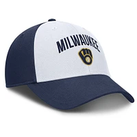 Casquette ajustable Nike Club Performance pour homme, blanc/bleu marine, Milwaukee Brewers