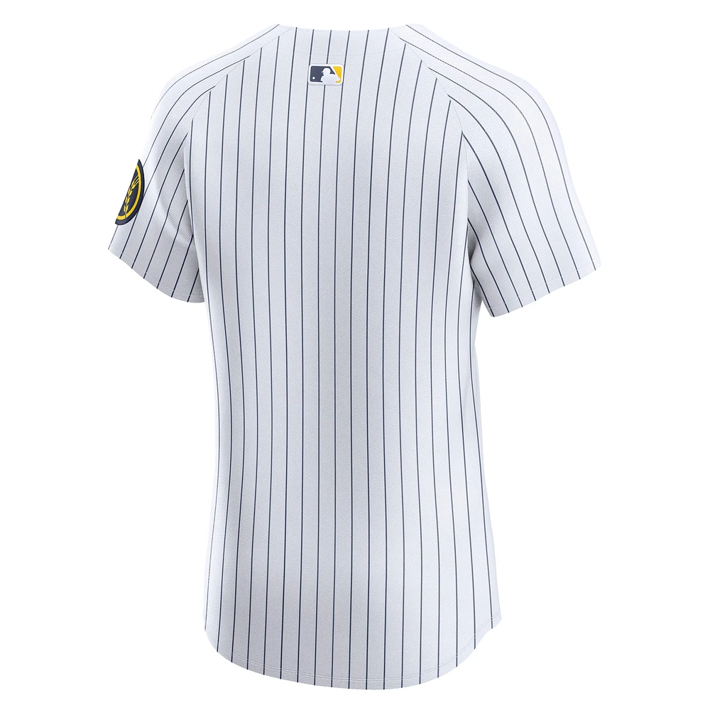 Maillot Nike Alternate Vapor Premier Elite Patch pour homme des Milwaukee Brewers blanc